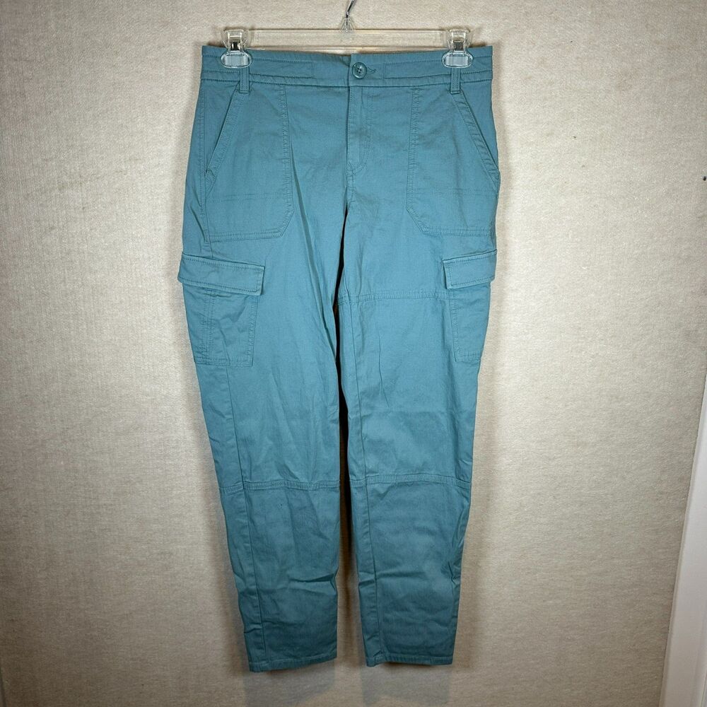prAna Elle Cargo Pants Womens Size 8 High Rise Utility Outdoor Teal Green Blue